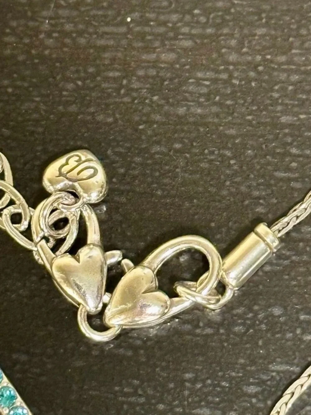 Brighton Gold-Tone Teal and Blue Swirl Heart Necklace